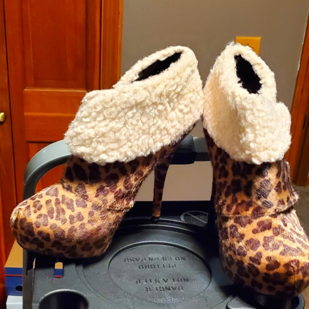 Leopard print booties